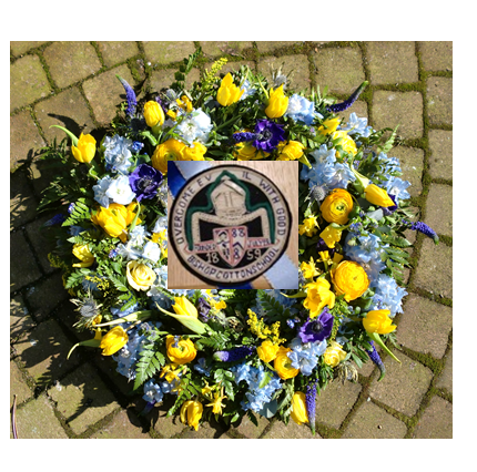 wreath contributed by OCA (UK) for Peter Evans's funeral